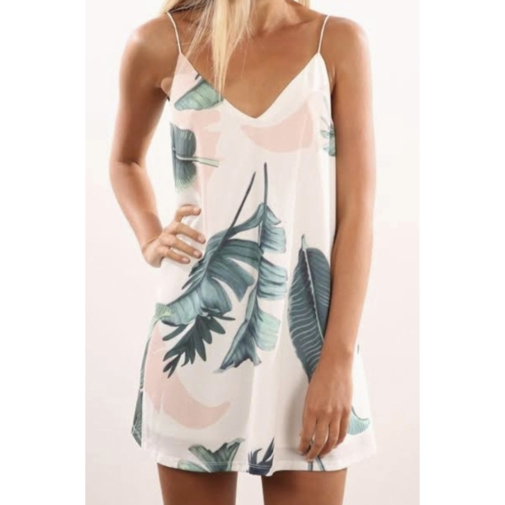 Floral Slip Dress Spagetti Strap Lined Sz  S